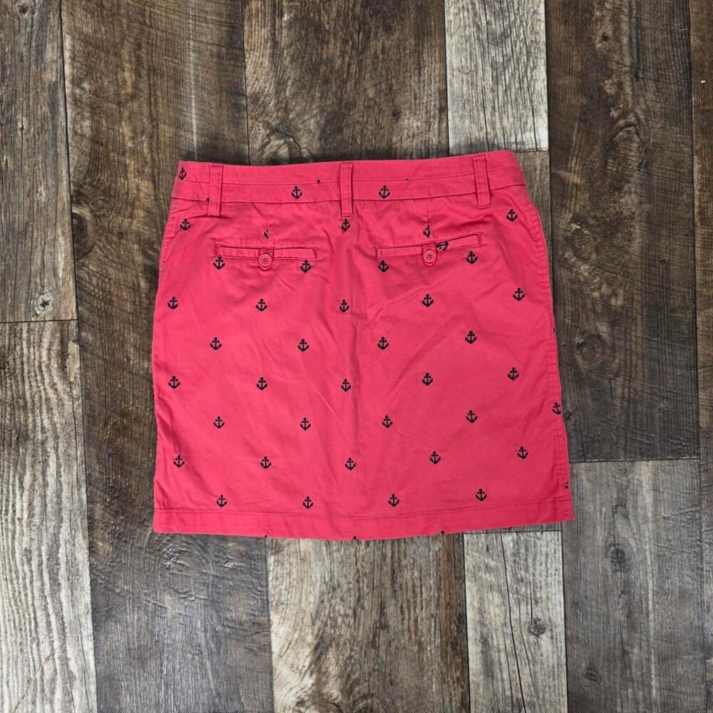 Coral Pink Anchor Mini Skirt Cambridge Dry Goods Nautical Preppy Size 6
